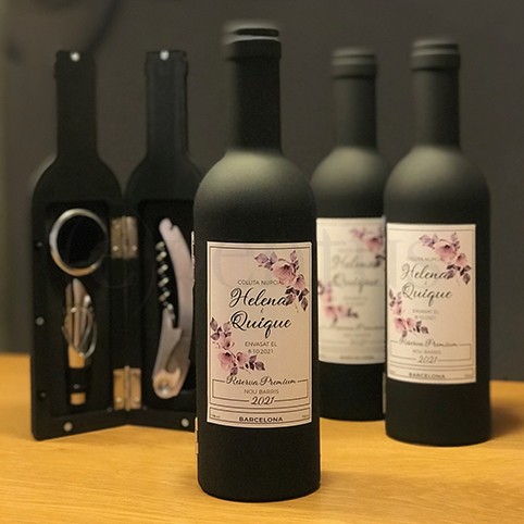 detalle para invitados boda bautizo comunión, set de vino etiqueta personalizada