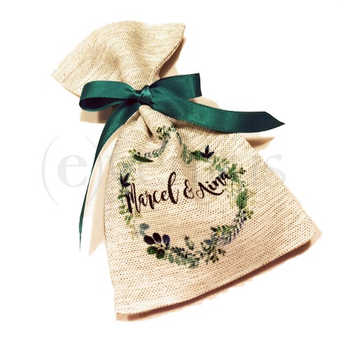 detalle para invitados boda bautizo comunión bolsa personalizada para caramelos, lavanda