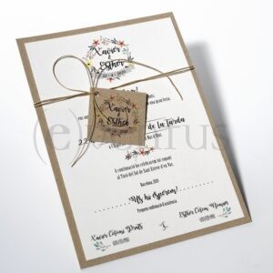 tarjeta de boda con logo floral