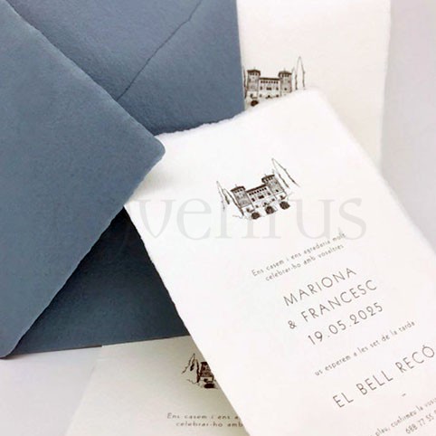 Invitaciones con papel hecho a mano