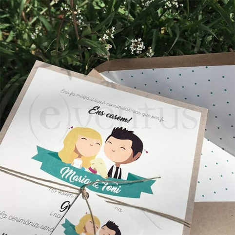 tarjeta de boda caricatura pareja novios