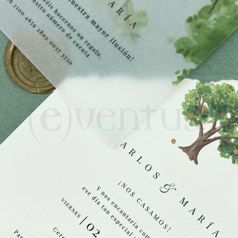 invitación de boda con dibujo personalizado