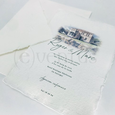tarjeta boda papel hecho a mano