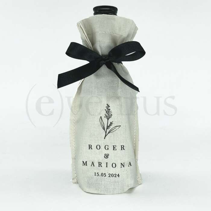 vino con bolsa personalizada logo boda