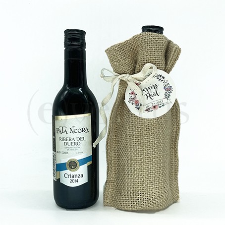Vino negro Ribera del Duero con bolsa presentación en saca
